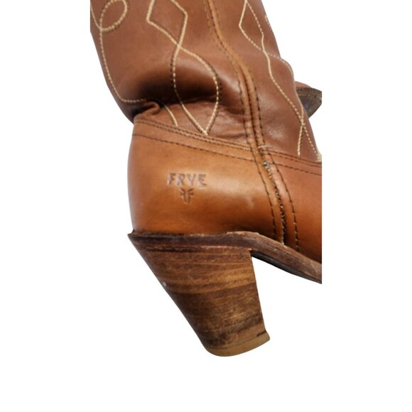 Vintage 1970s Frye Brown Leather Western Cowboy Boots Women’s 6.5 High Heel Tall - Picture 12 of 13